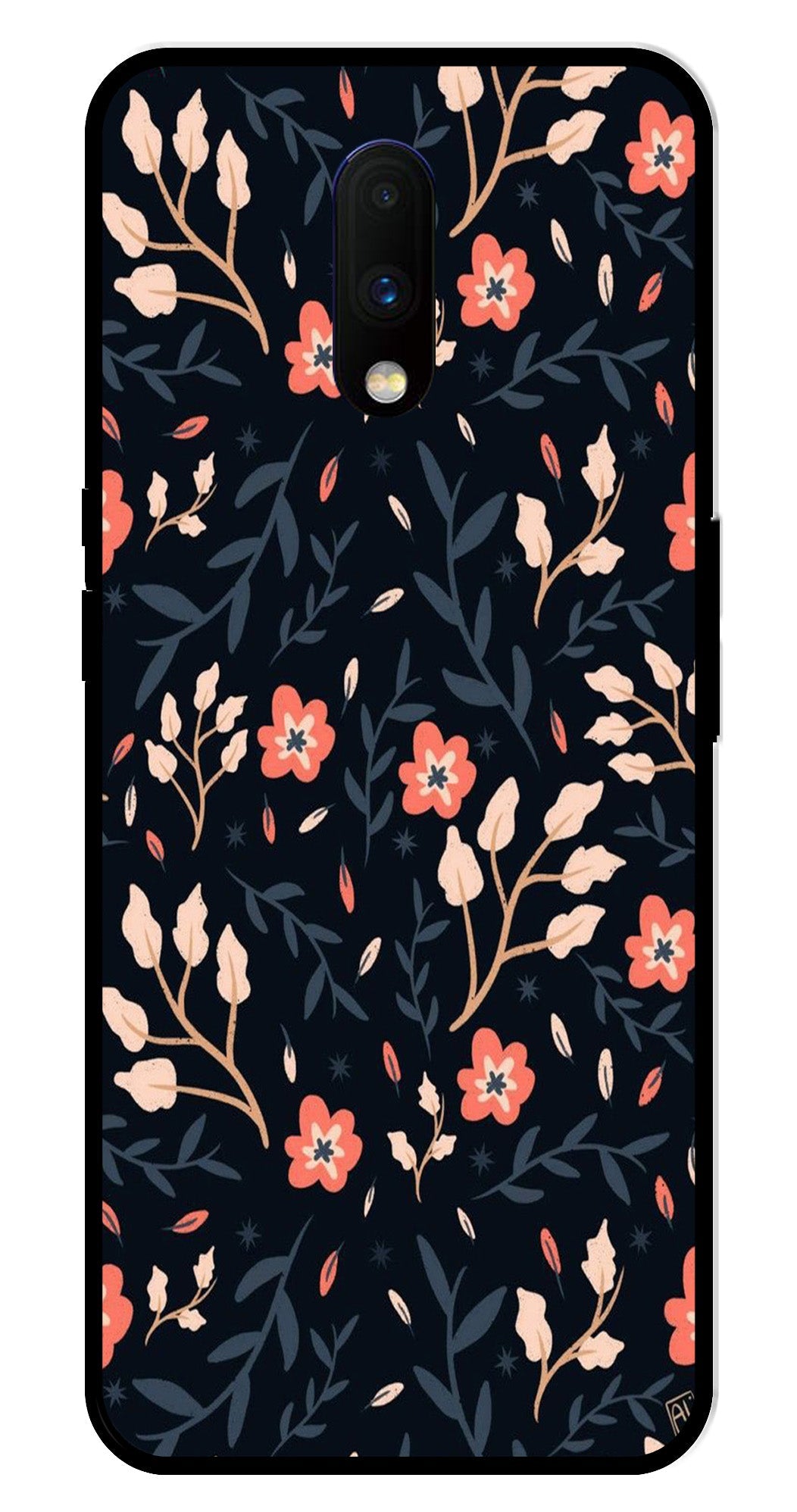 Floral Pattern Metal Mobile Case for OnePlus 7