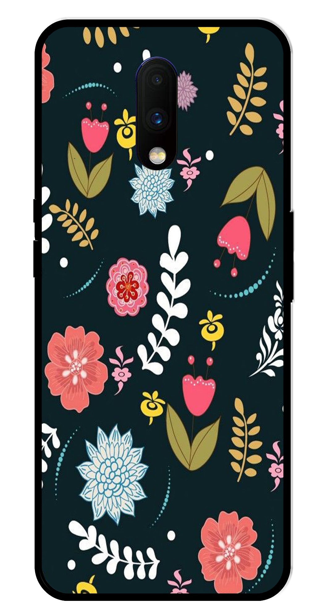 Floral Pattern2 Metal Mobile Case for OnePlus 7