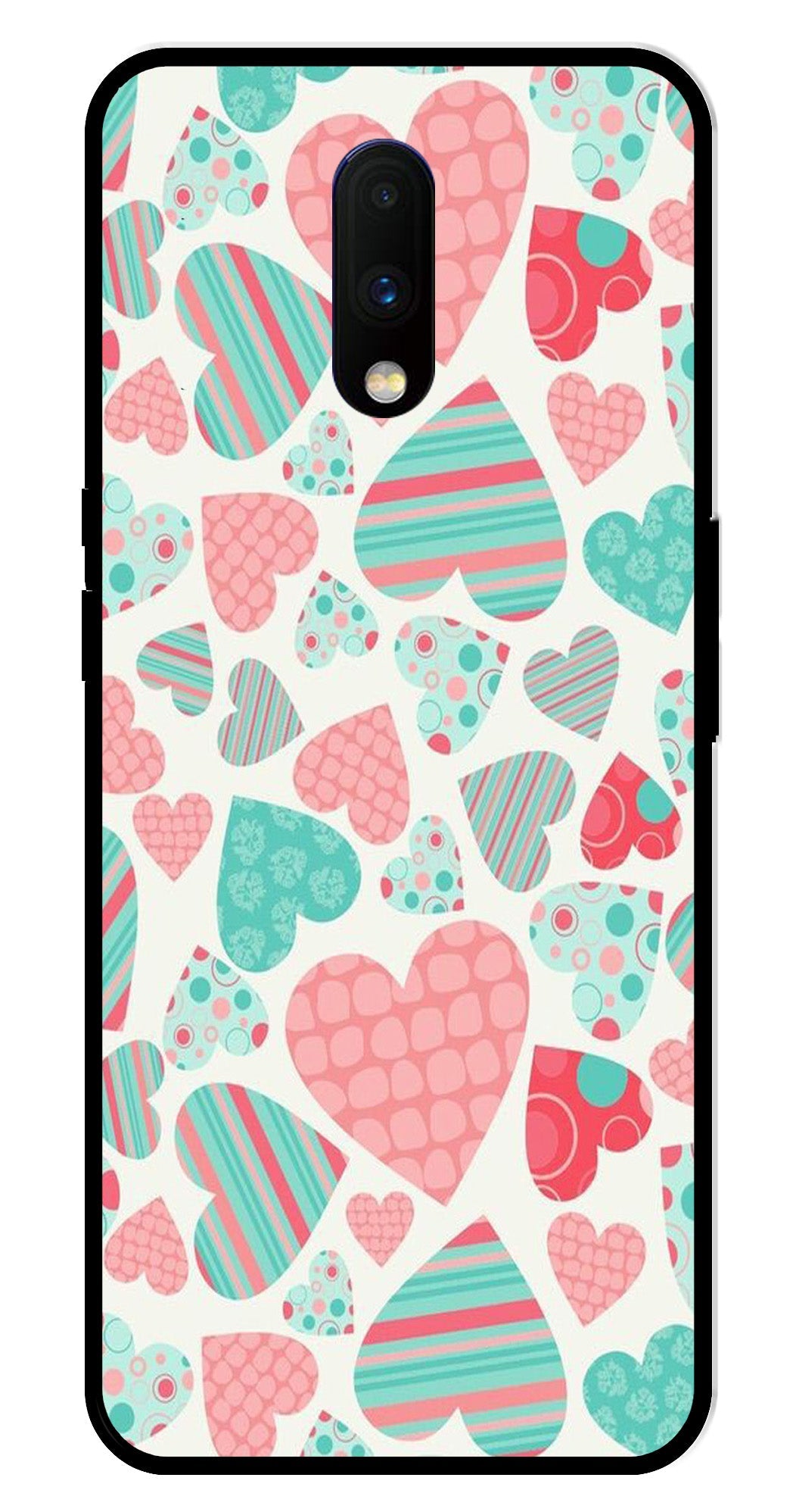 Hearts Pattern Metal Mobile Case for OnePlus 7