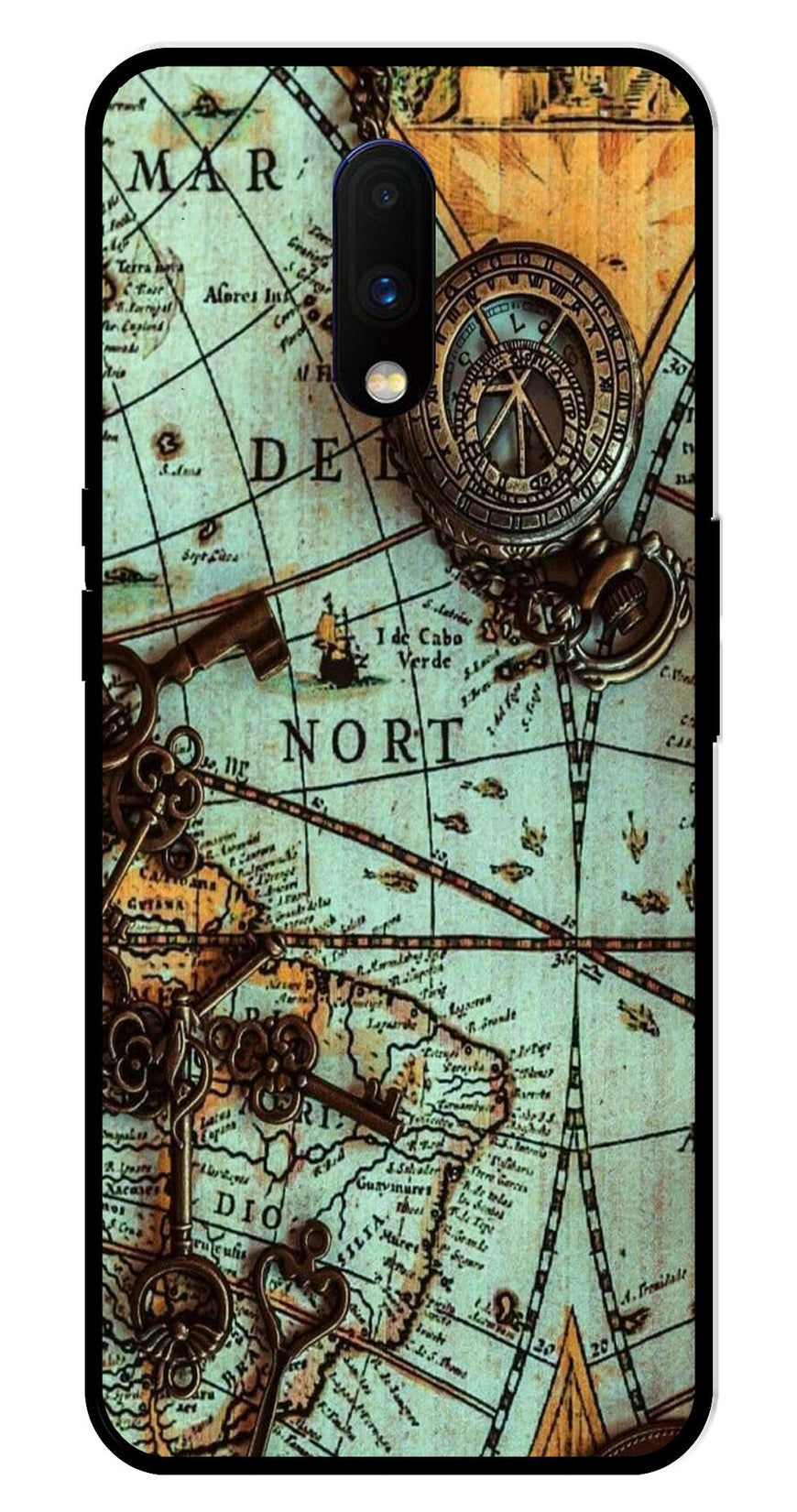 Map Design Metal Mobile Case for OnePlus 7