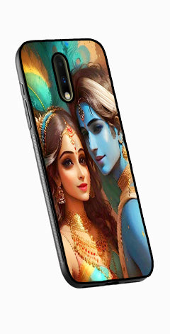 Lord Radha Krishna Metal Mobile Case for OnePlus 7  (Design No -01)