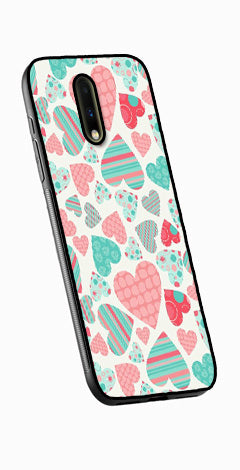 Hearts Pattern Metal Mobile Case for OnePlus 7  (Design No -22)
