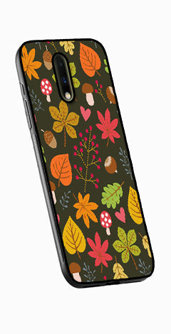 Leaves Design Metal Mobile Case for OnePlus 7  (Design No -51)