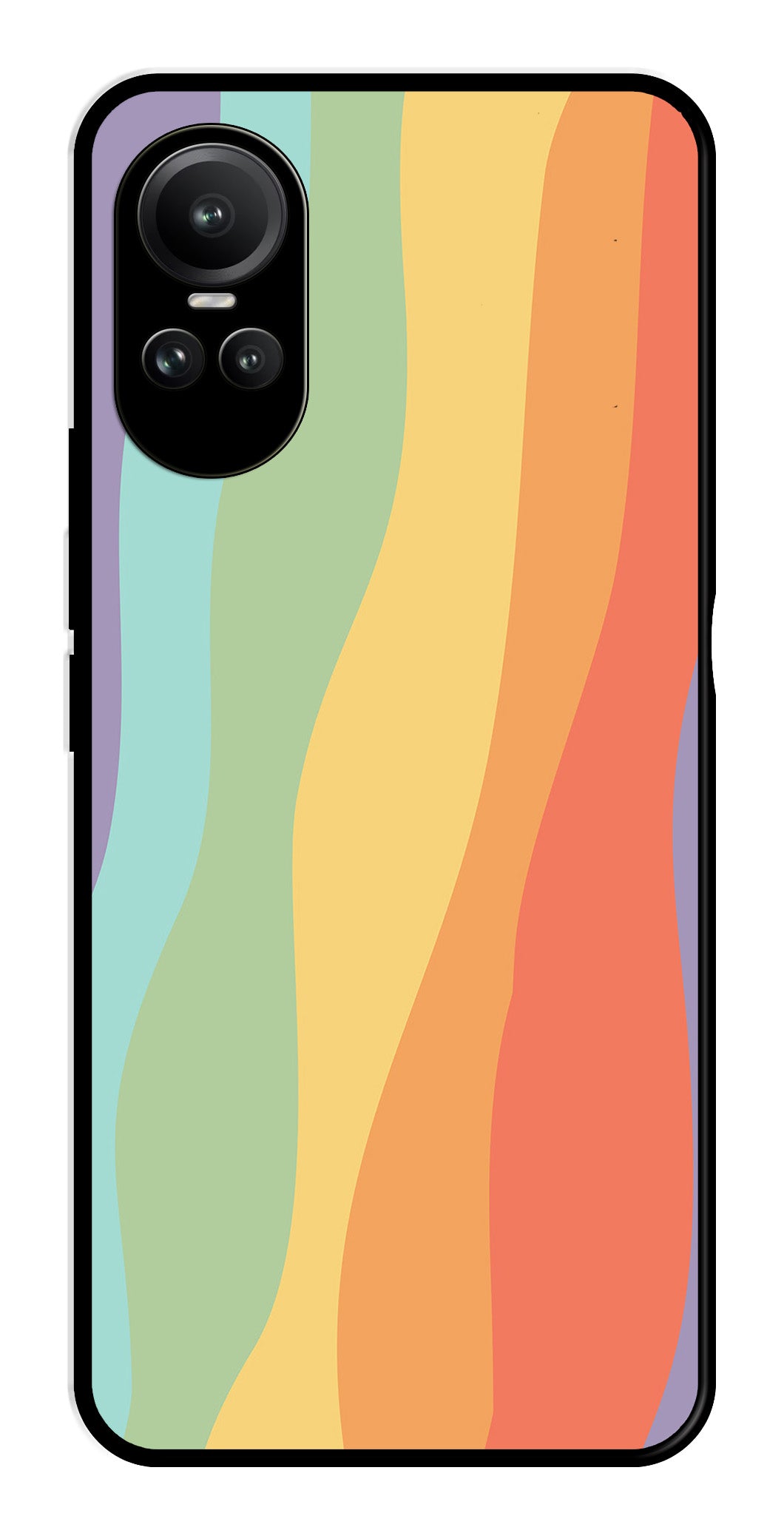 Muted Rainbow Metal Mobile Case for Oppo Reno 10 Pro 5G   (Design No -02)