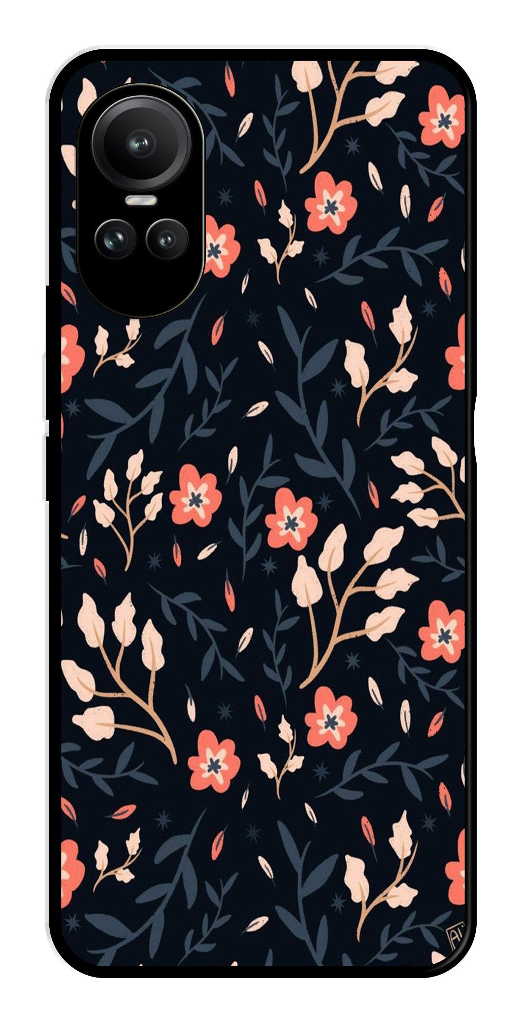 Floral Pattern Metal Mobile Case for Oppo Reno 10 Pro 5G   (Design No -10)