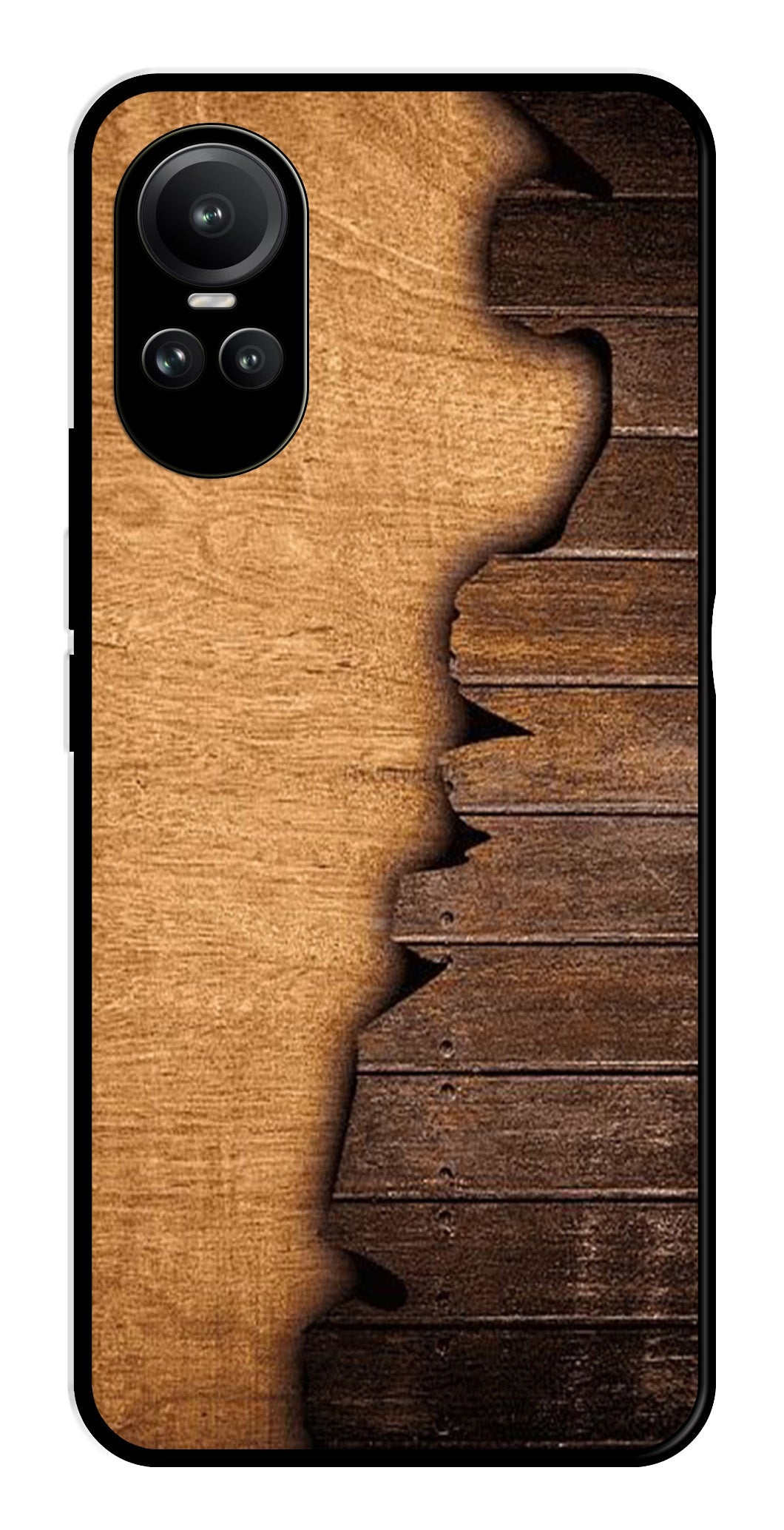 Wooden Design Metal Mobile Case for Oppo Reno 10 Pro 5G   (Design No -13)