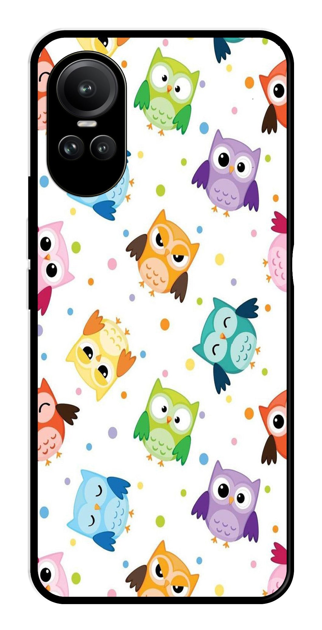 Owls Pattern Metal Mobile Case for Oppo Reno 10 Pro 5G   (Design No -20)