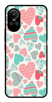 Hearts Pattern Metal Mobile Case for Oppo Reno 10 Pro 5G
