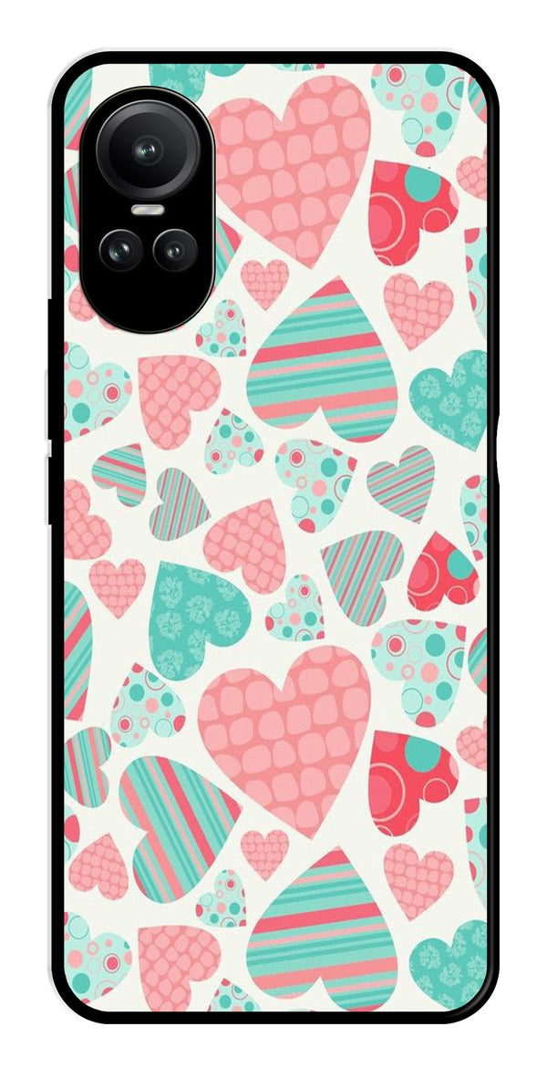 Hearts Pattern Metal Mobile Case for Oppo Reno 10 Pro 5G   (Design No -22)