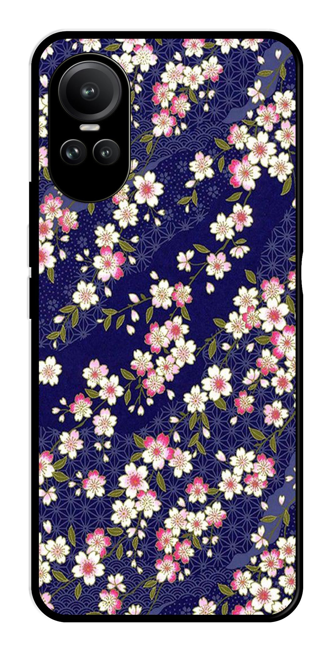 Flower Design Metal Mobile Case for Oppo Reno 10 Pro 5G   (Design No -25)