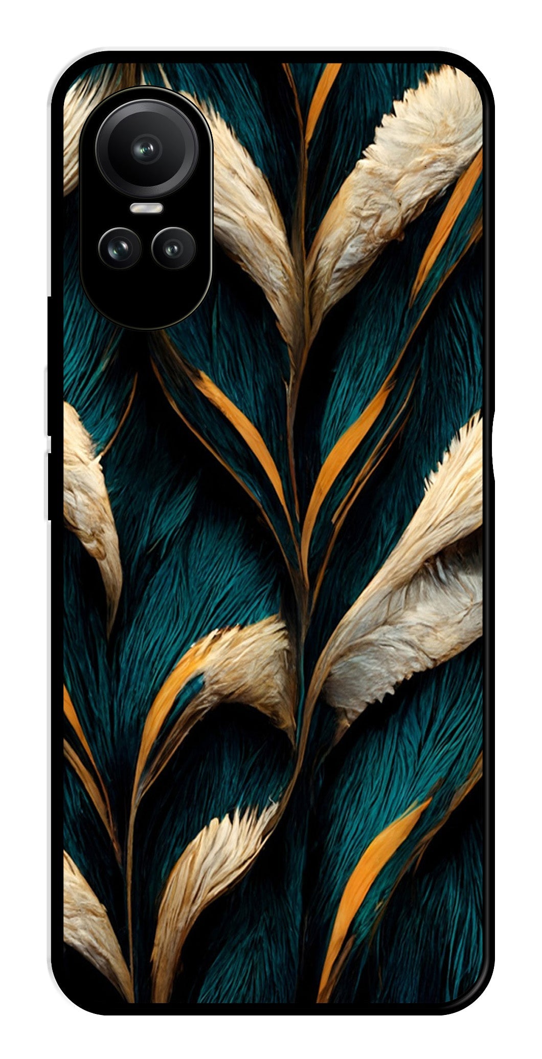 Feathers Metal Mobile Case for Oppo Reno 10 Pro 5G   (Design No -30)