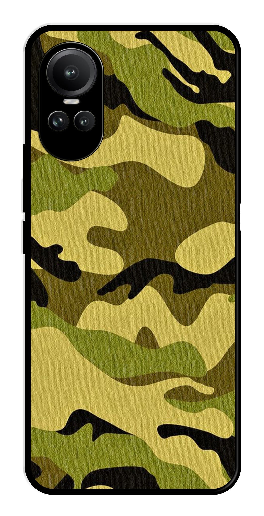 Army Pattern Metal Mobile Case for Oppo Reno 10 Pro 5G   (Design No -35)