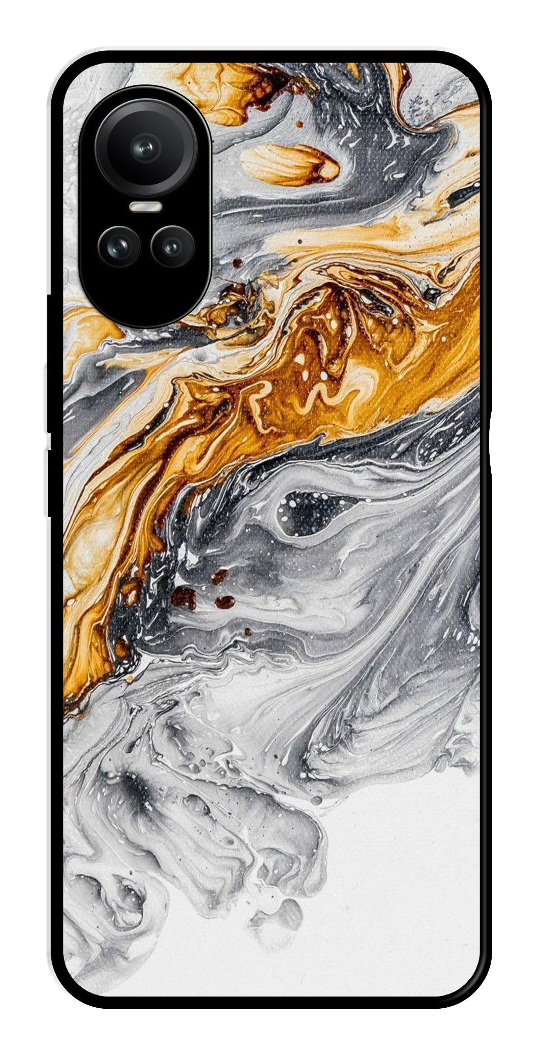 Marble Pattern Metal Mobile Case for Oppo Reno 10 Pro 5G   (Design No -36)
