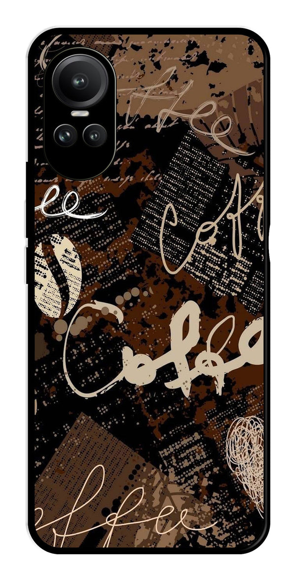 Coffee Pattern Metal Mobile Case for Oppo Reno 10 Pro 5G   (Design No -37)