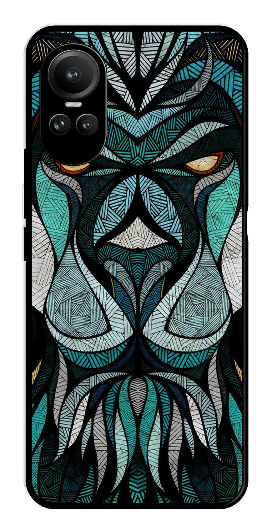 Lion Pattern Metal Mobile Case for Oppo Reno 10 Pro 5G   (Design No -40)