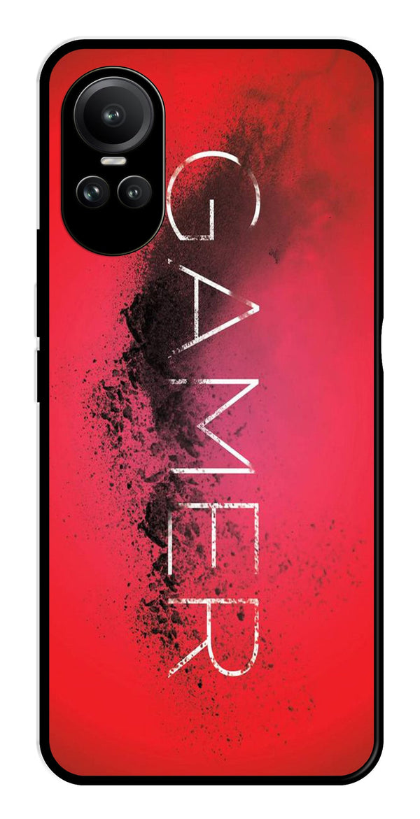 Gamer Pattern Metal Mobile Case for Oppo Reno 10 Pro 5G   (Design No -41)