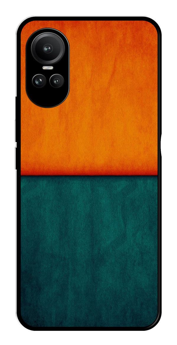 Orange Green Pattern Metal Mobile Case for Oppo Reno 10 5G   (Design No -45)