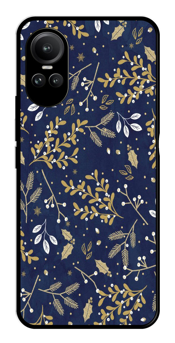 Floral Pattern  Metal Mobile Case for Oppo Reno 10 5G   (Design No -52)