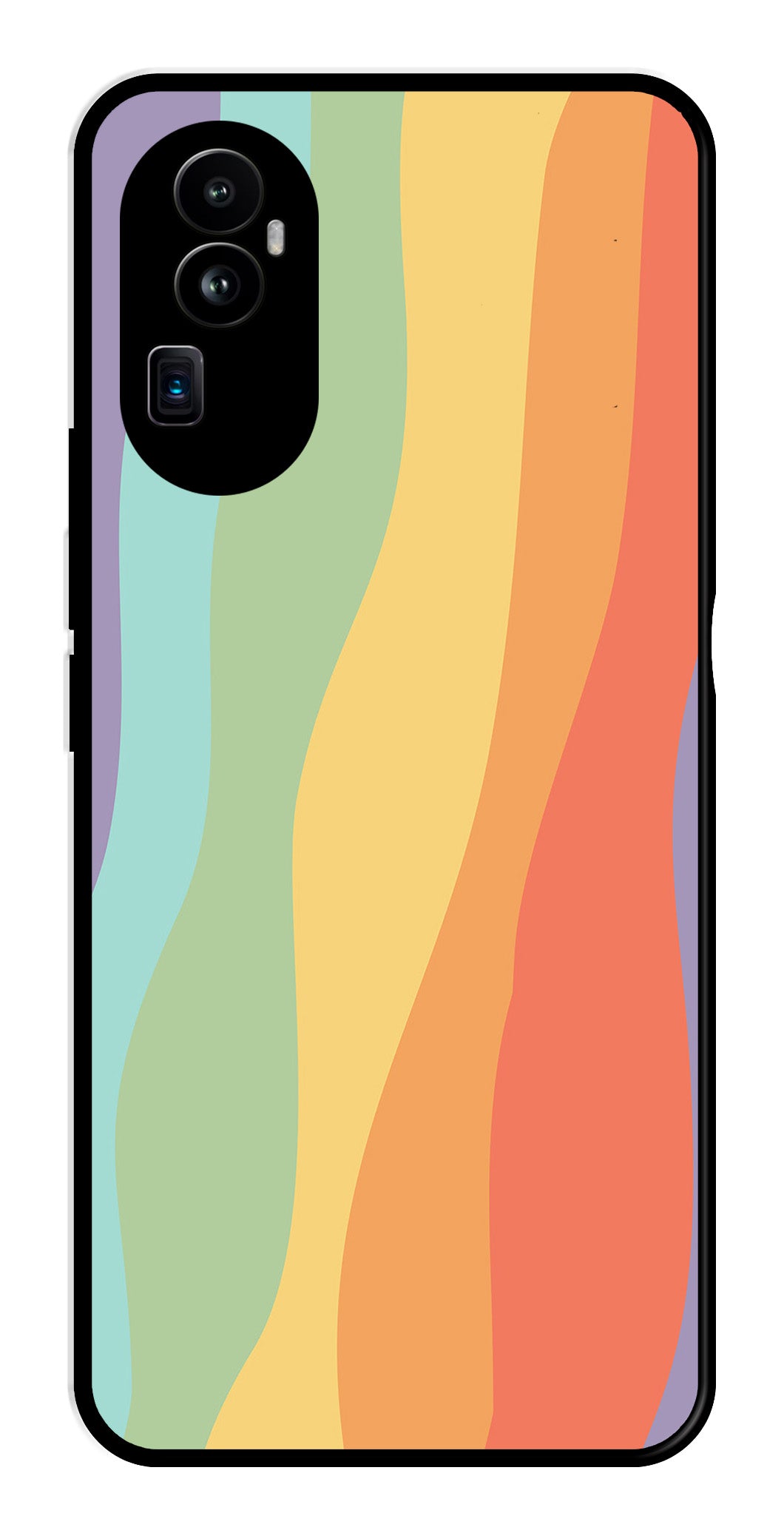 Muted Rainbow Metal Mobile Case for Oppo Reno 10 Pro Plus 5G   (Design No -02)