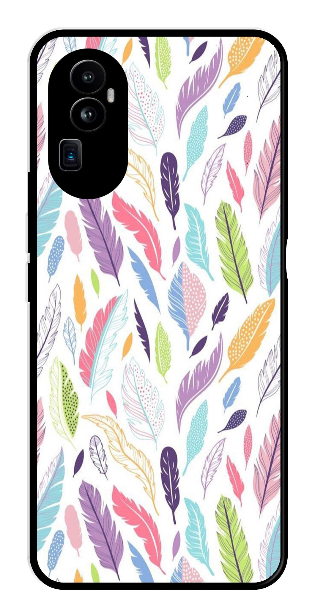 Colorful Feathers Metal Mobile Case for Oppo Reno 10 Pro Plus 5G   (Design No -06)