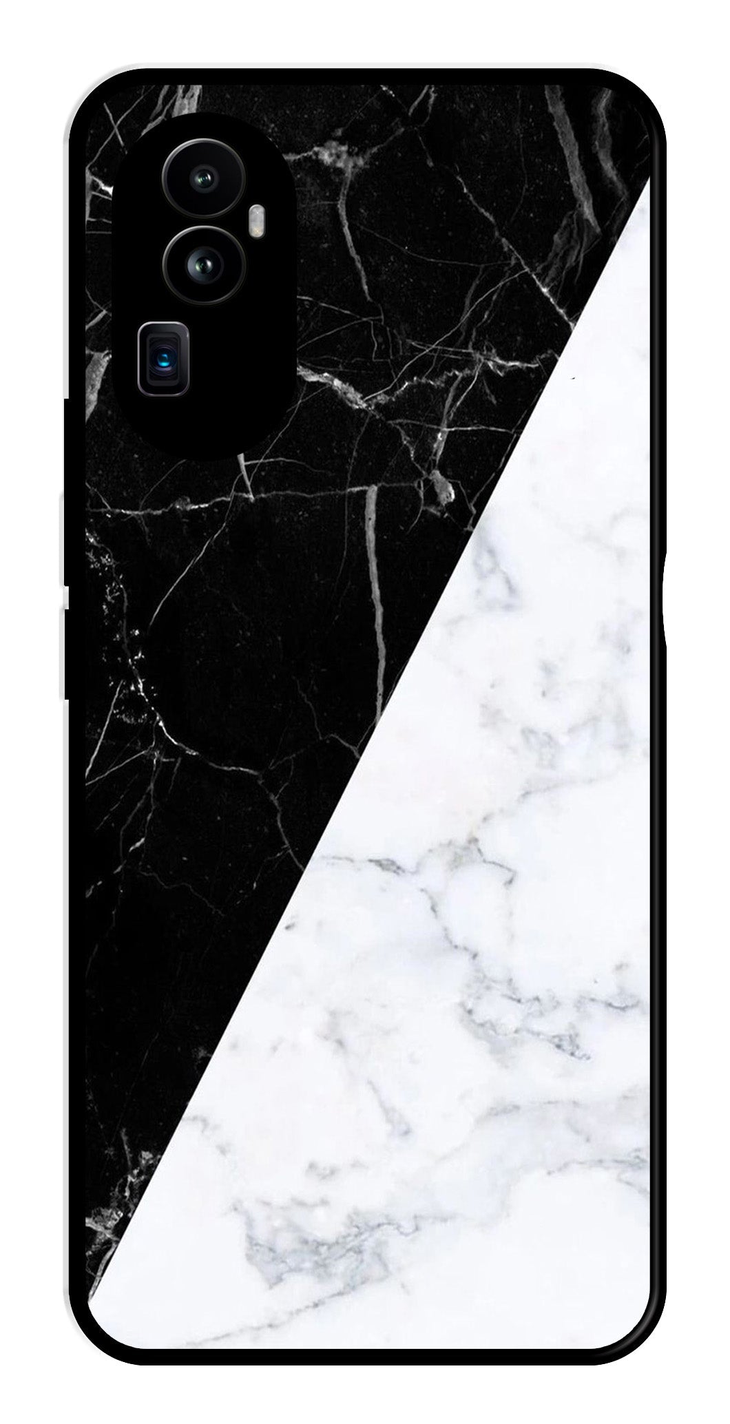 Black White Marble Design Metal Mobile Case for Oppo Reno 10 Pro Plus 5G   (Design No -09)