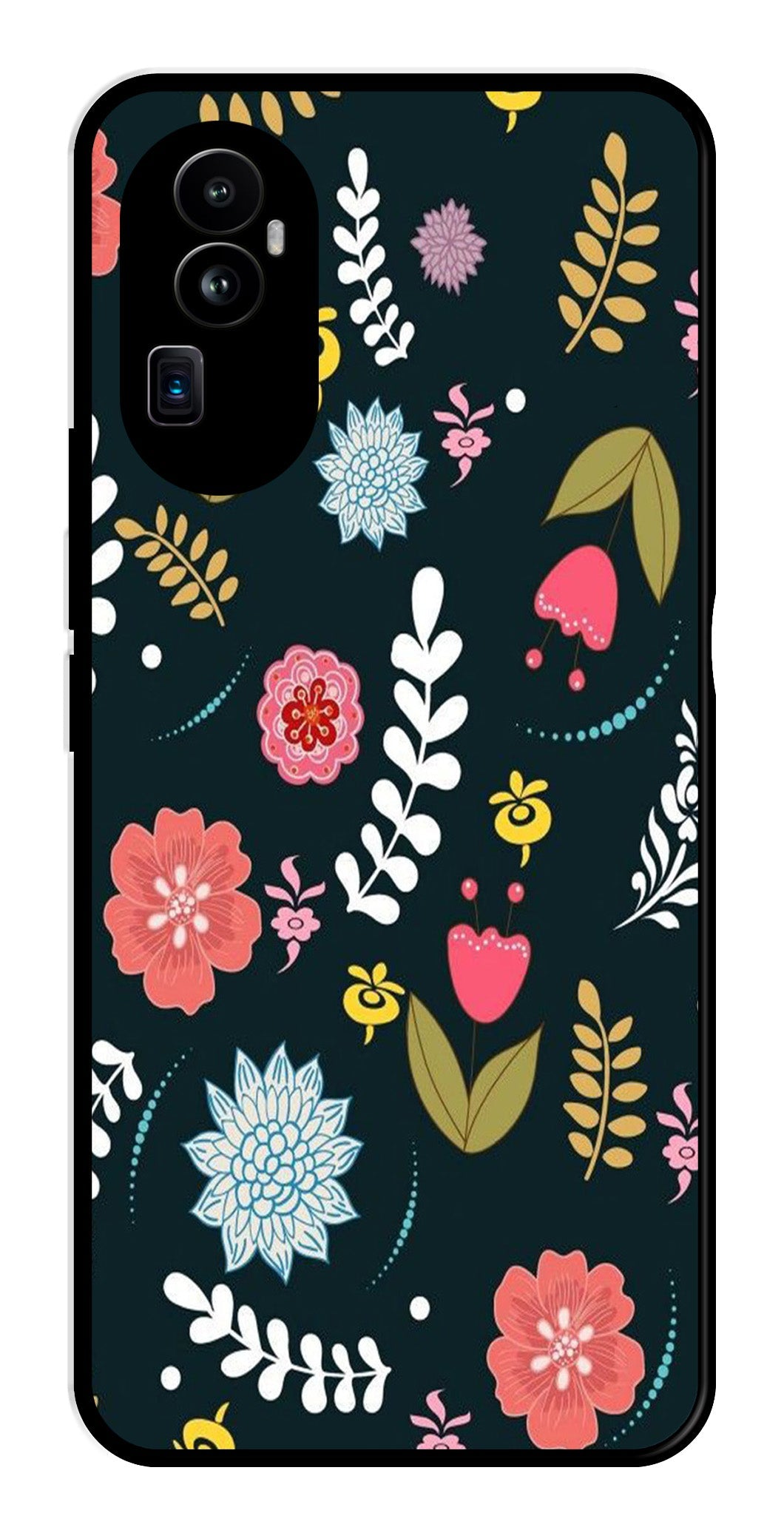 Floral Pattern2 Metal Mobile Case for Oppo Reno 10 Pro Plus 5G   (Design No -12)