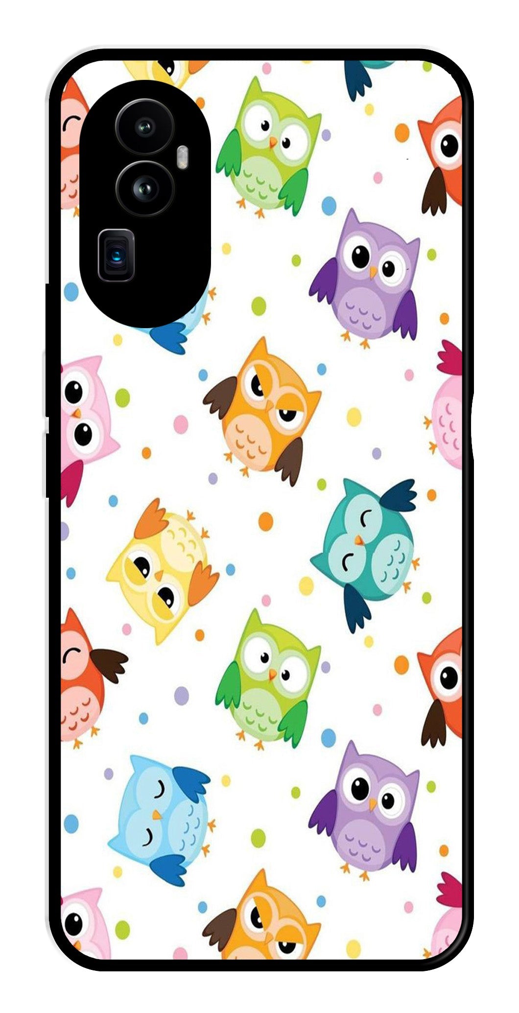 Owls Pattern Metal Mobile Case for Oppo Reno 10 Pro Plus 5G   (Design No -20)