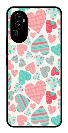 Hearts Pattern Metal Mobile Case for Oppo Reno 10 Pro Plus 5G