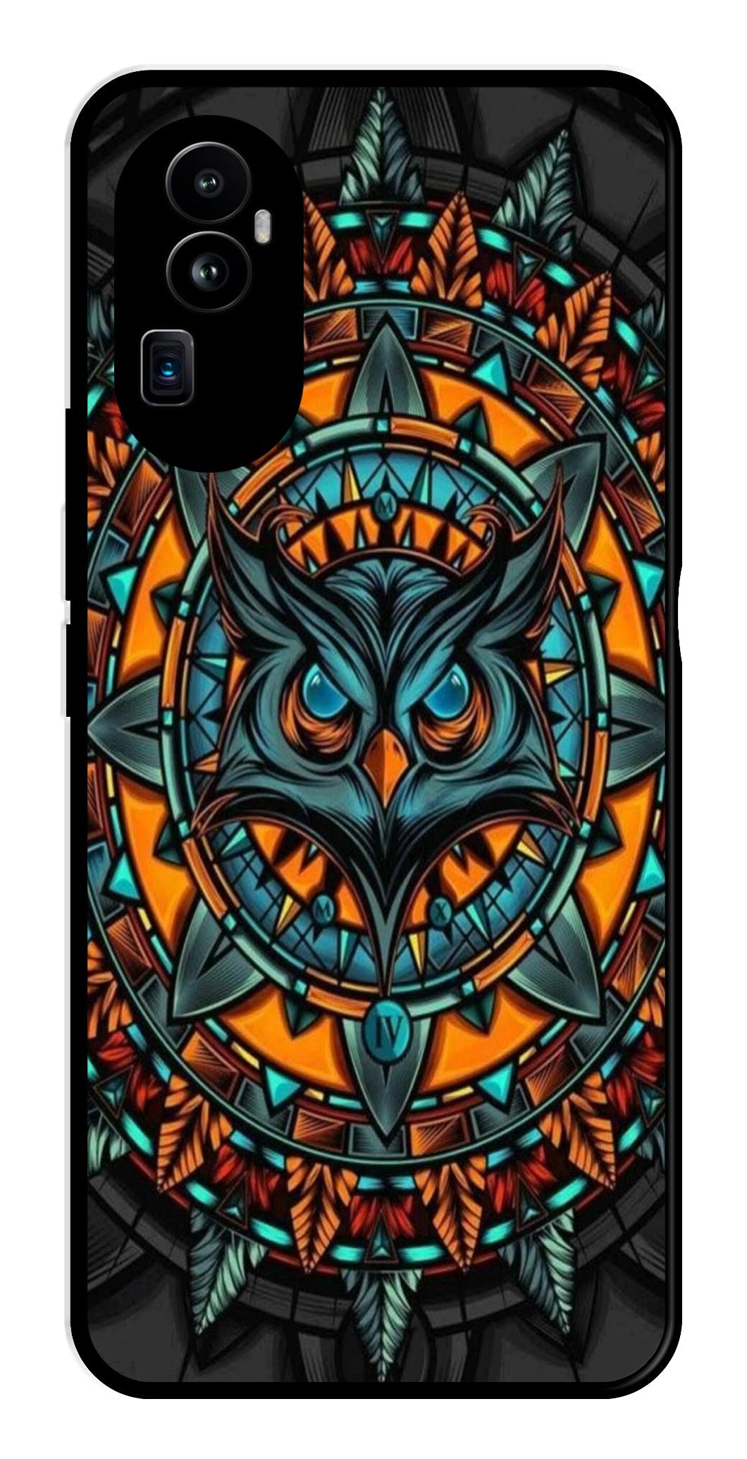 Owl Pattern Metal Mobile Case for Oppo Reno 10 Pro Plus 5G   (Design No -42)