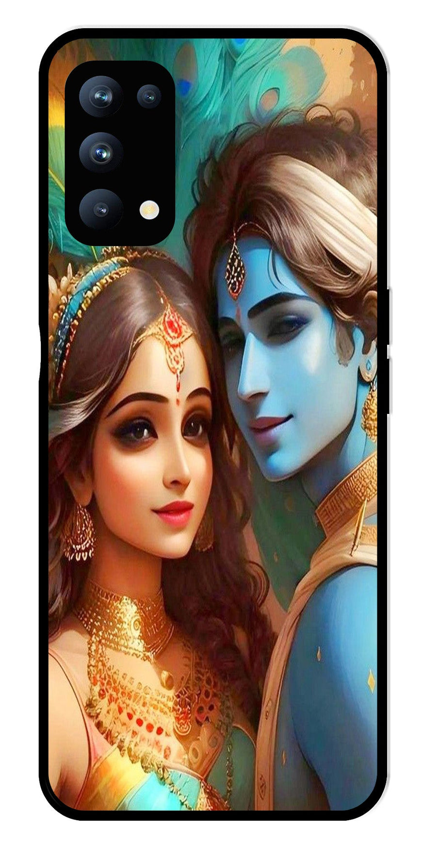 Lord Radha Krishna Metal Mobile Case for Oppo Reno 5 Pro 5G   (Design No -01)