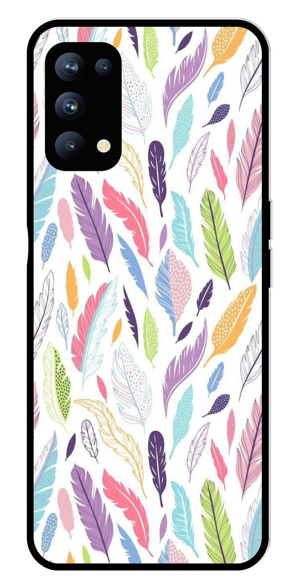 Colorful Feathers Metal Mobile Case for Oppo Reno 5 Pro 5G   (Design No -06)