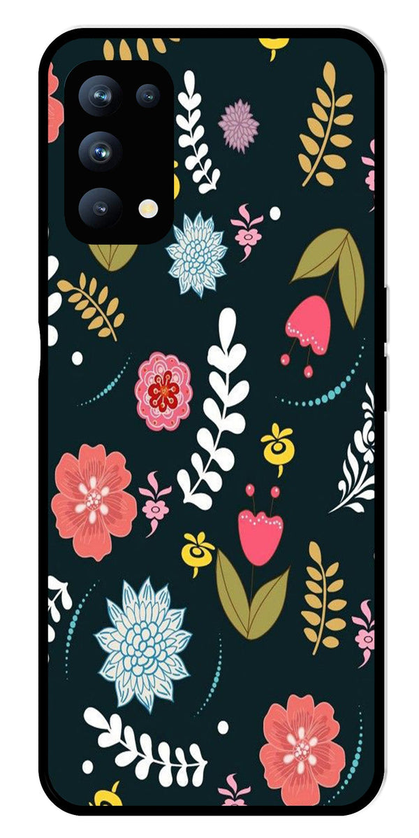 Floral Pattern2 Metal Mobile Case for Oppo Reno 5 Pro 5G   (Design No -12)