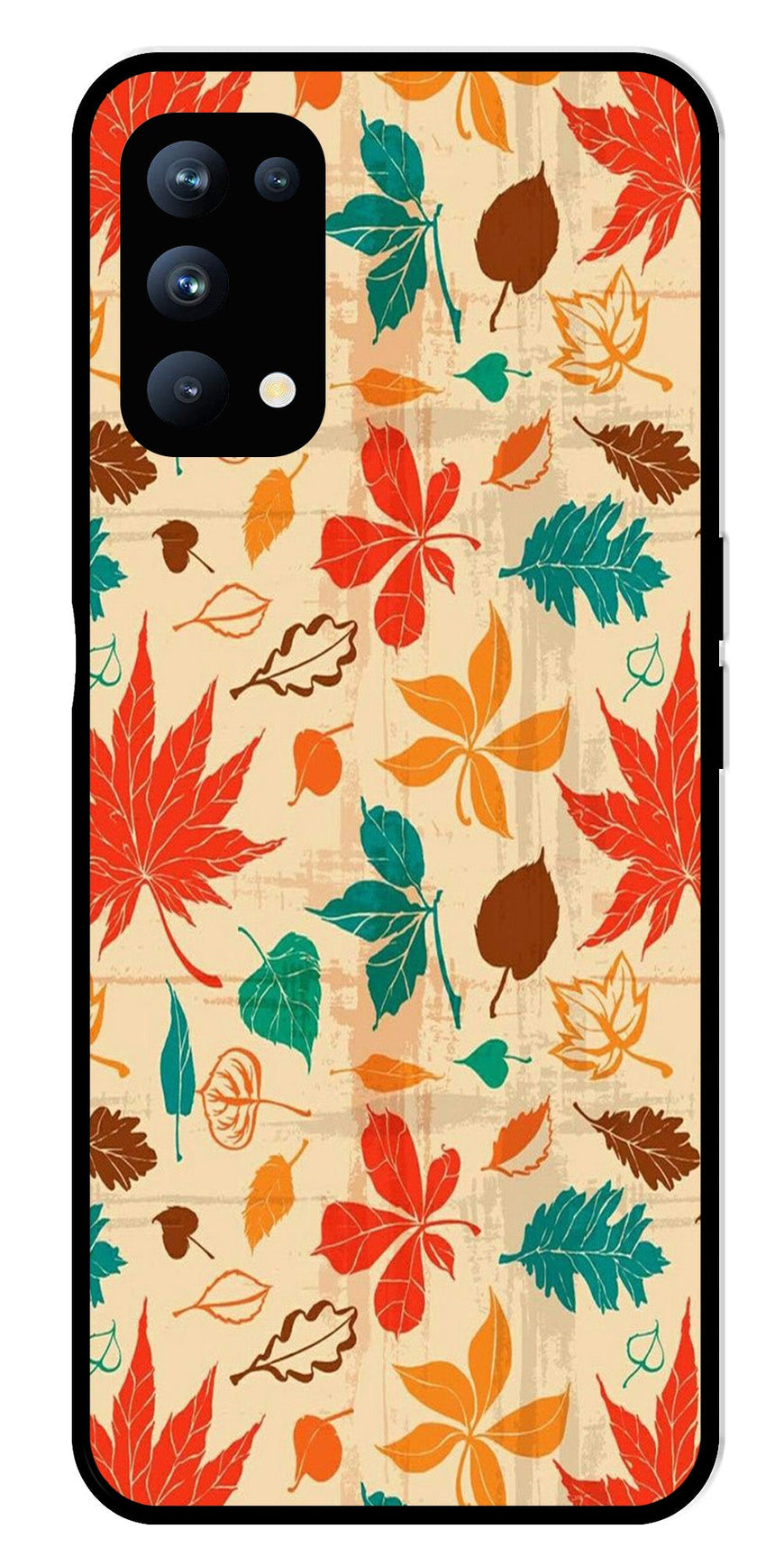 Leafs Design Metal Mobile Case for Oppo Reno 5 Pro 5G   (Design No -14)