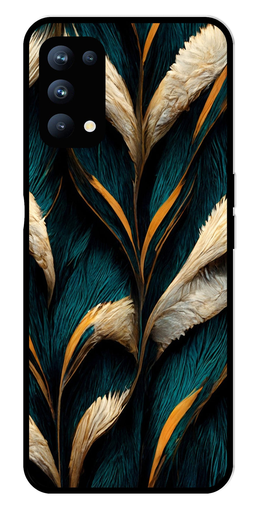 Feathers Metal Mobile Case for Oppo Reno 5 Pro 5G   (Design No -30)