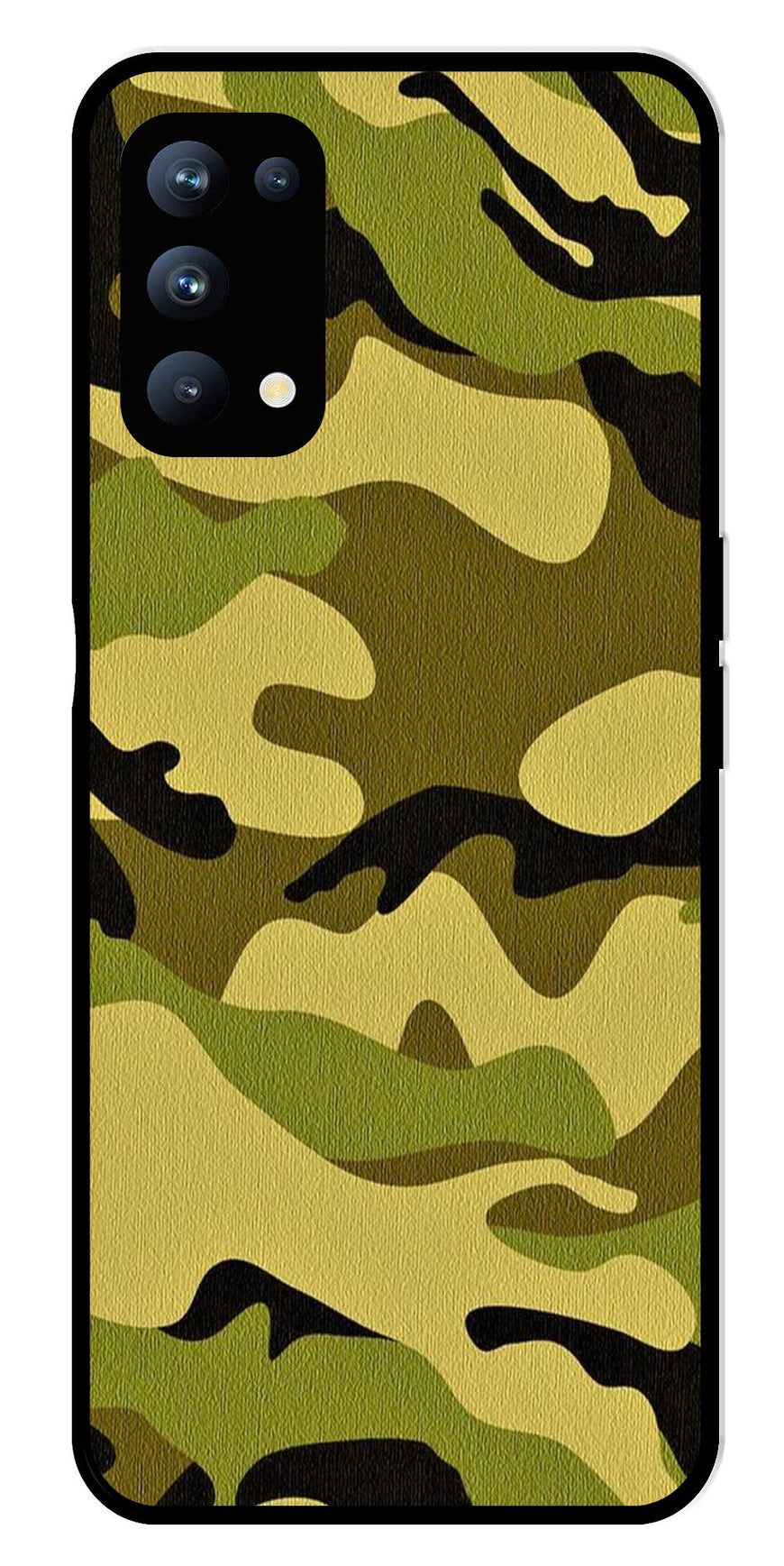Army Pattern Metal Mobile Case for Oppo Reno 5 Pro 5G   (Design No -35)