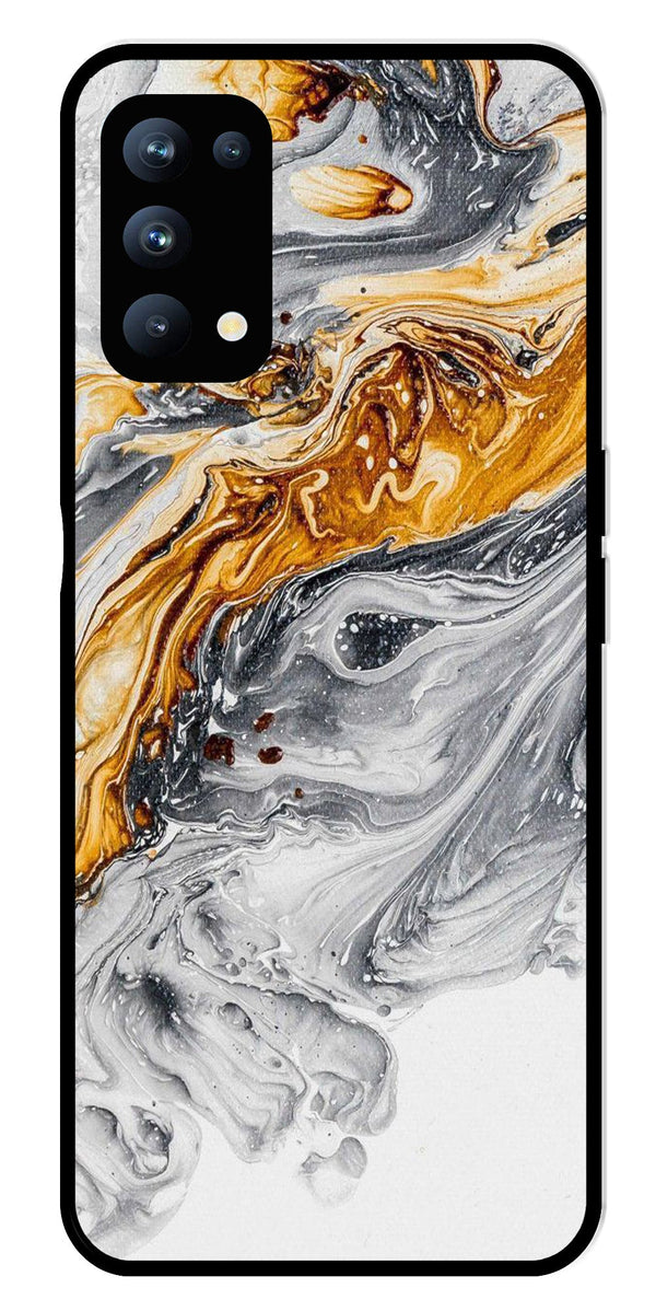 Marble Pattern Metal Mobile Case for Oppo Reno 5 Pro 5G   (Design No -36)