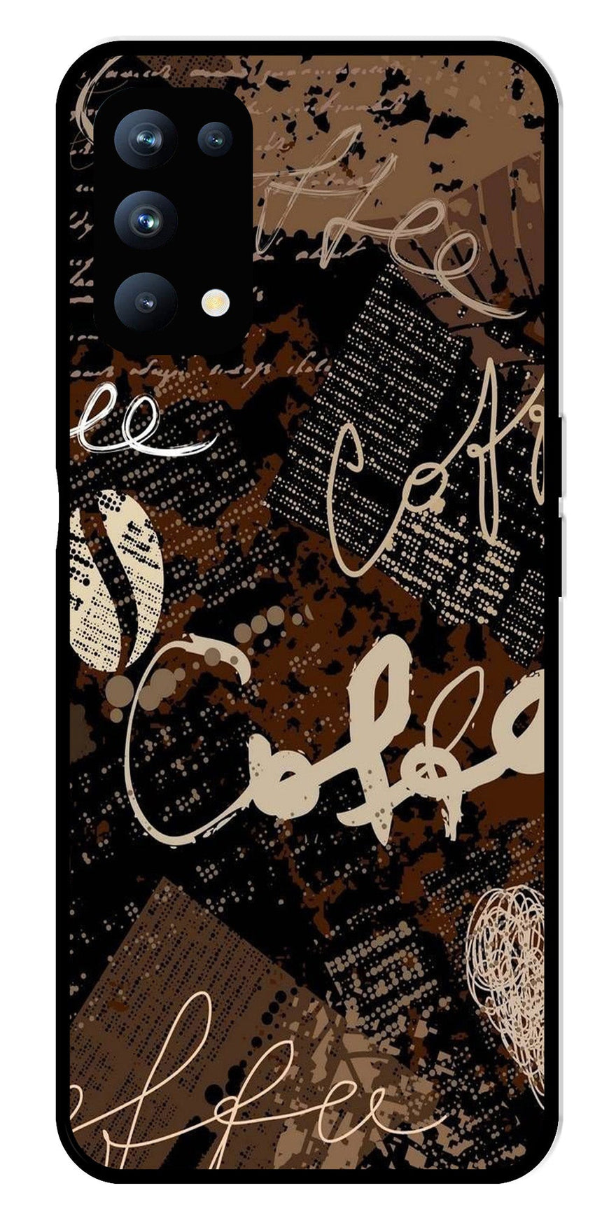 Coffee Pattern Metal Mobile Case for Oppo Reno 5 Pro 5G   (Design No -37)