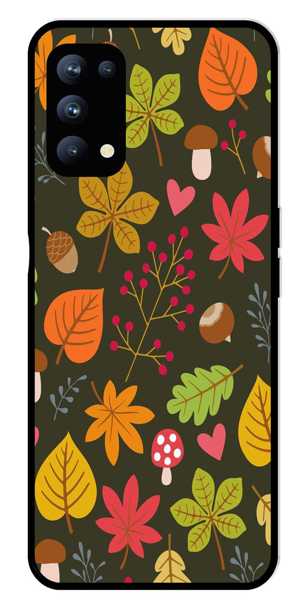 Leaves Design Metal Mobile Case for Oppo Reno 5 Pro 5G   (Design No -51)