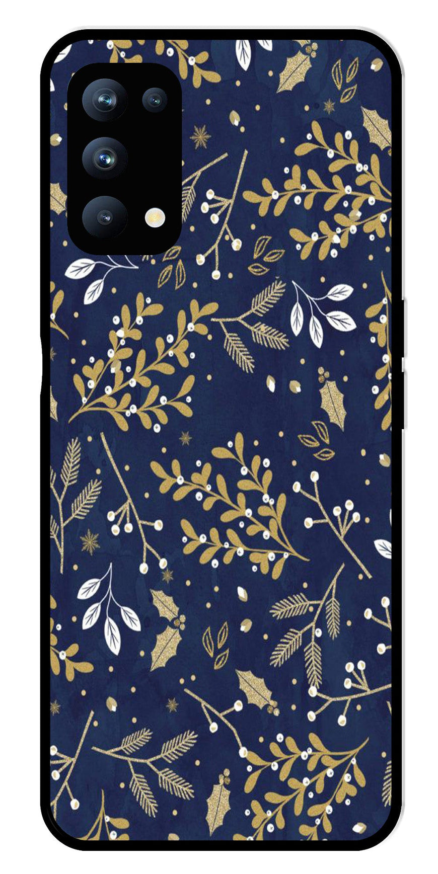 Floral Pattern  Metal Mobile Case for Oppo Reno 5 Pro 5G   (Design No -52)