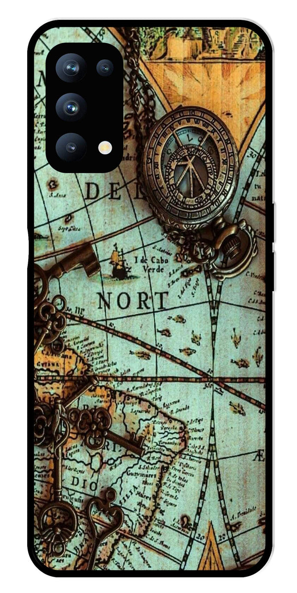 Map Design Metal Mobile Case for Oppo Reno 5 Pro 5G   (Design No -54)