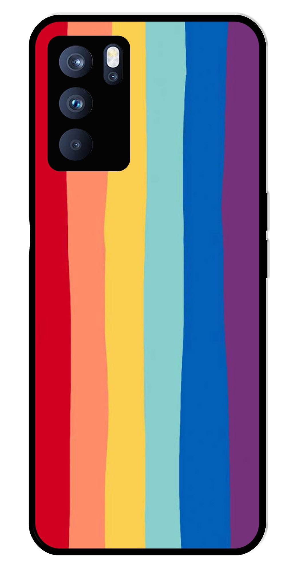 Rainbow MultiColor Metal Mobile Case for Oppo Reno 6 Pro 5G   (Design No -03)