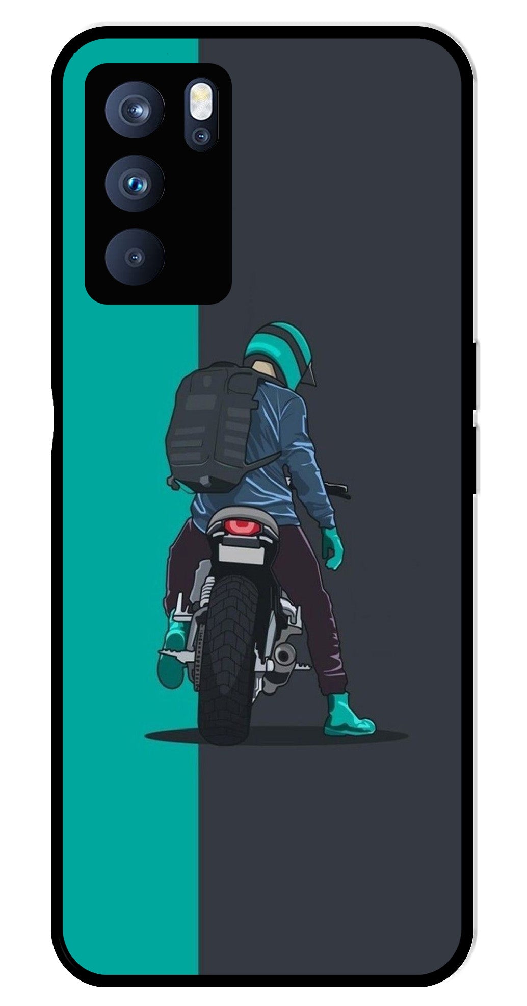 Bike Lover Metal Mobile Case for Oppo Reno 6 Pro 5G   (Design No -05)