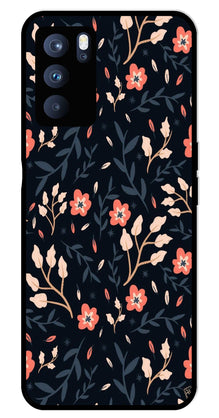 Floral Pattern Metal Mobile Case for Oppo Reno 6 Pro 5G