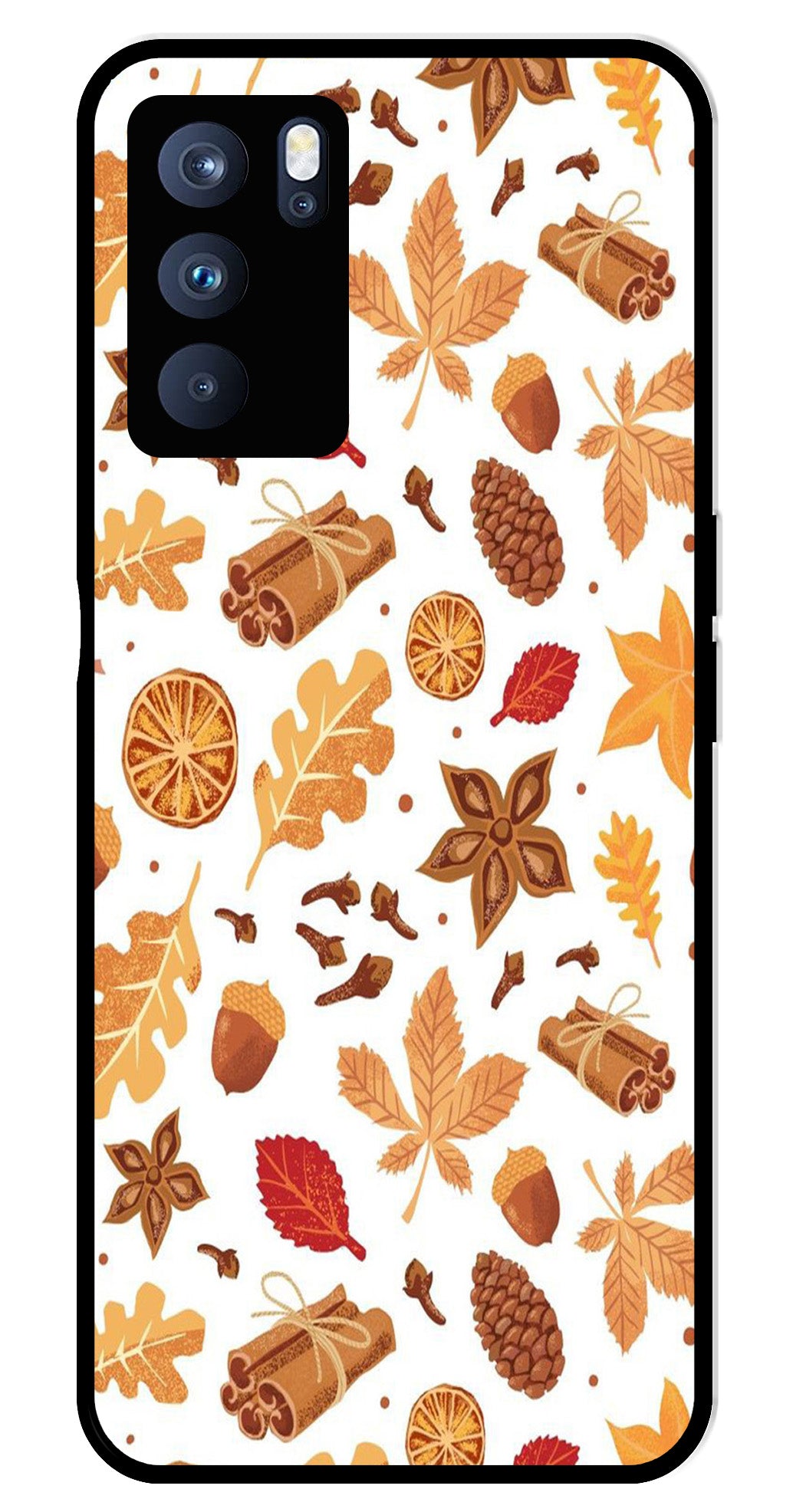 Autumn Leaf Metal Mobile Case for Oppo Reno 6 Pro 5G   (Design No -19)