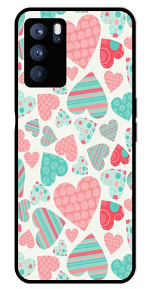 Hearts Pattern Metal Mobile Case for Oppo Reno 6 Pro 5G