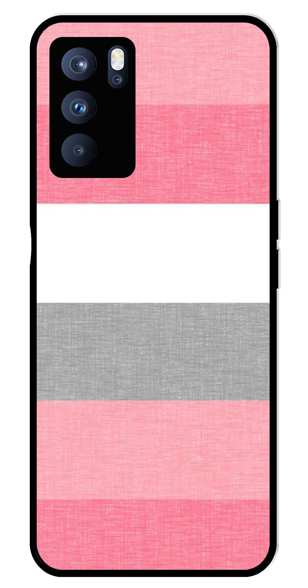 Pink Pattern Metal Mobile Case for Oppo Reno 6 Pro 5G   (Design No -23)