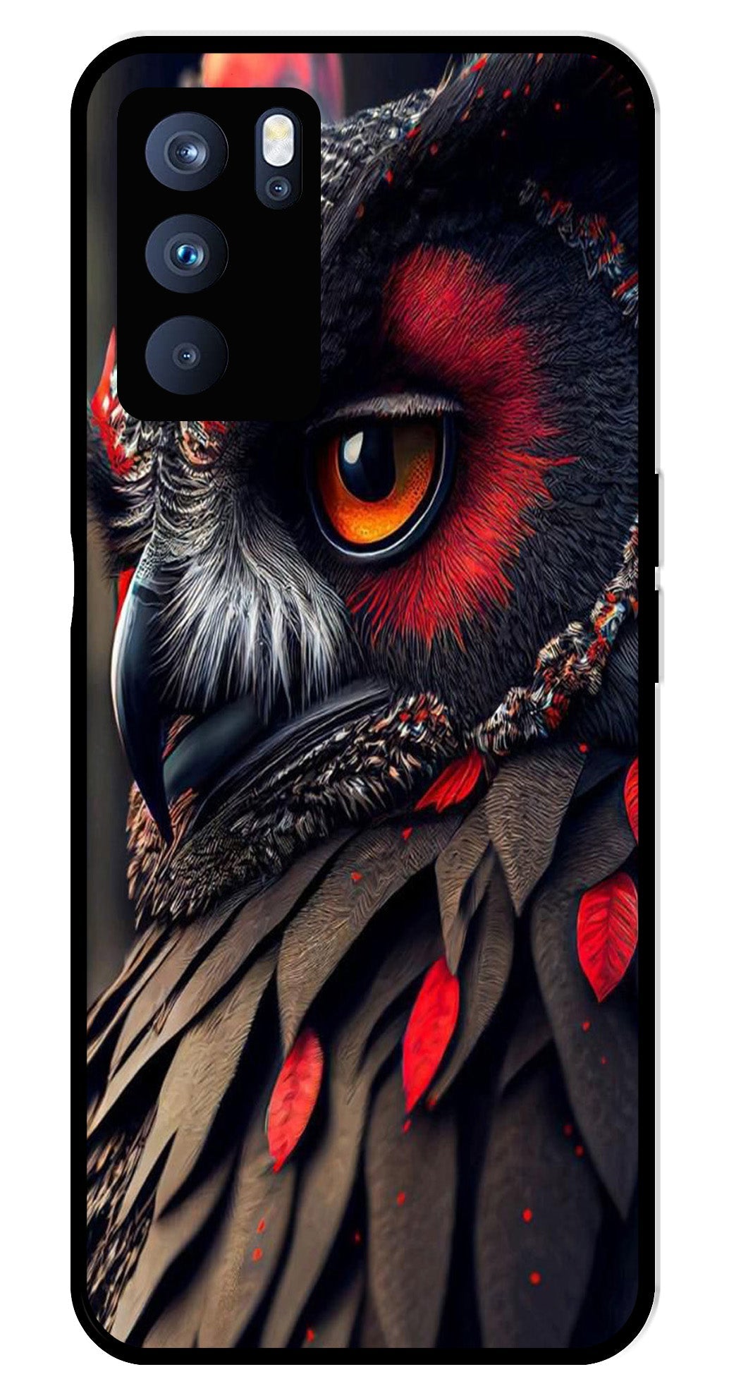 Owl Design Metal Mobile Case for Oppo Reno 6 Pro 5G   (Design No -26)