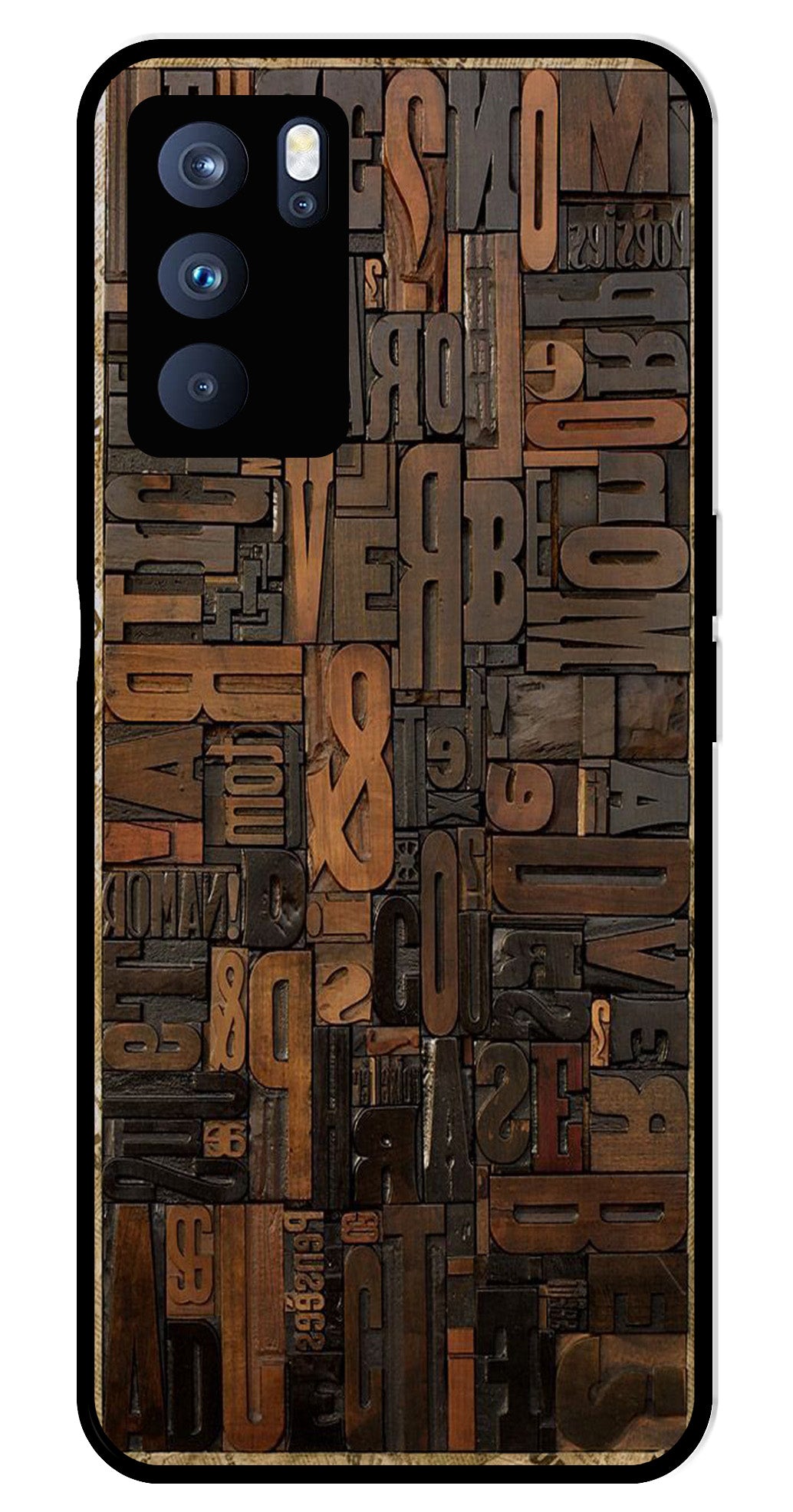 Alphabets Metal Mobile Case for Oppo Reno 6 Pro 5G   (Design No -32)