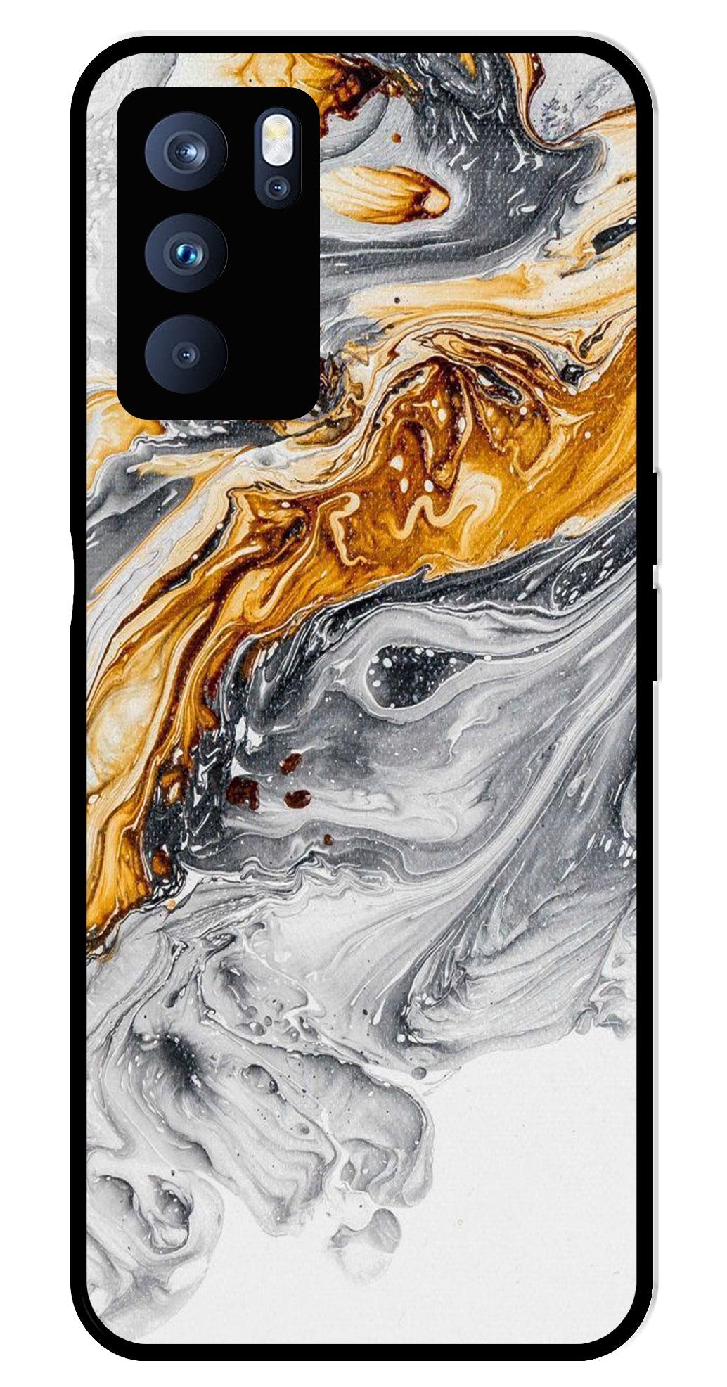 Marble Pattern Metal Mobile Case for Oppo Reno 6 Pro 5G   (Design No -36)