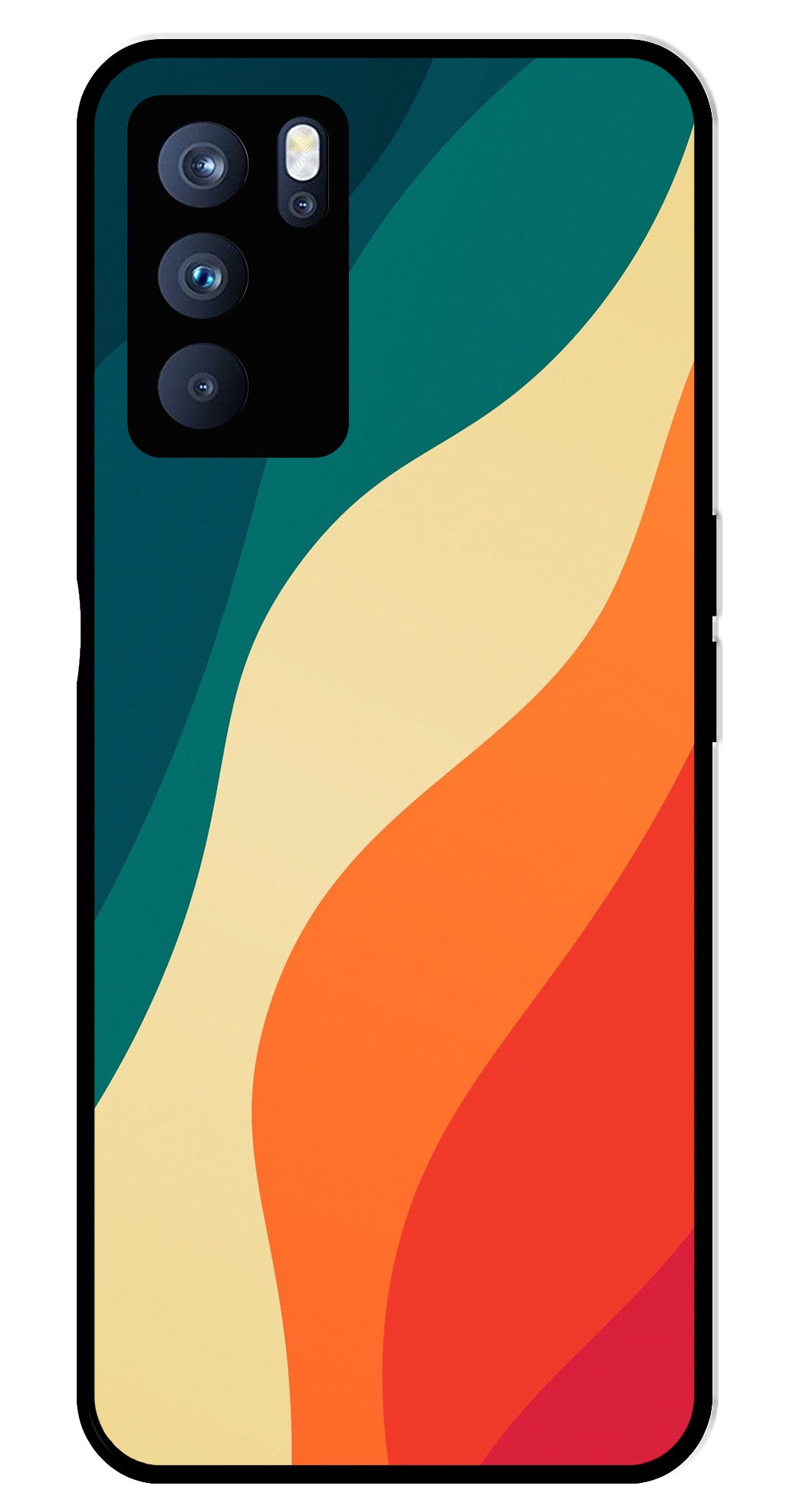 Muted Rainbow Metal Mobile Case for Oppo Reno 6 Pro 5G   (Design No -39)